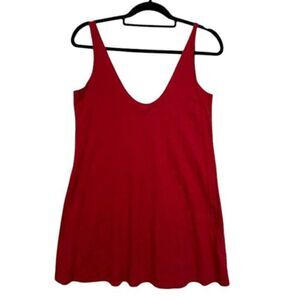 Eileen Fisher Red Embroidered Cotton Long Tunic Tank or‎ Mini Dress Size Small